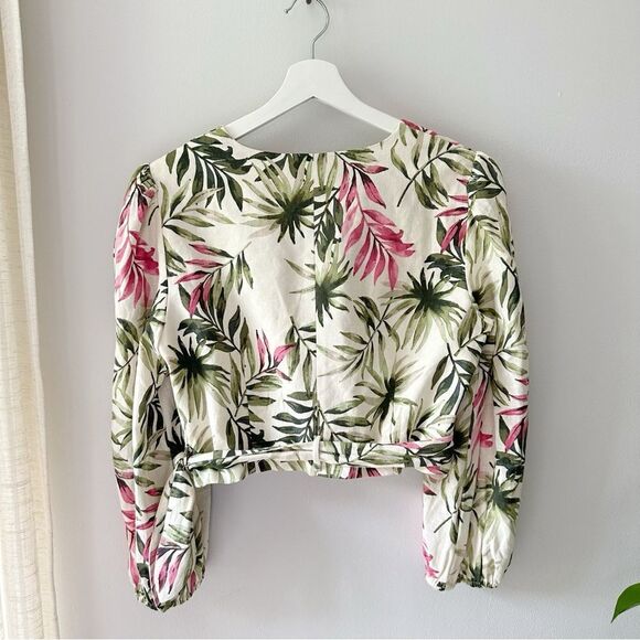 Gal Meets Glam Stevie Palm Print Linen Skirt and Top Set - Picture 7 of 13